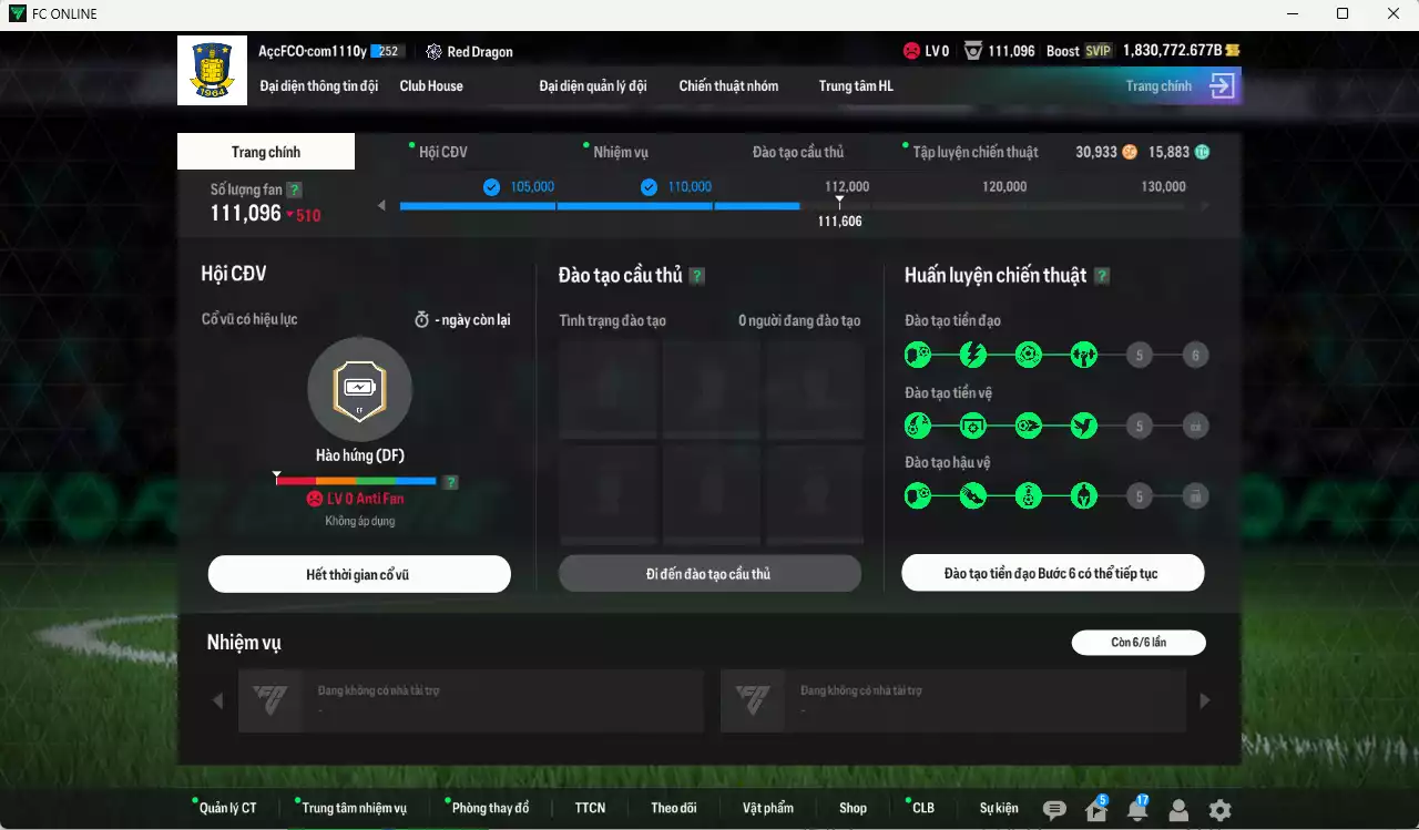Ảnh ACC 1830772b trắng, có thẻ đổi tên, còn nhiều CP GIẢM THUẾ. HLV Xịn, đã full hơn nữa bảng đào tạo chiến thuật