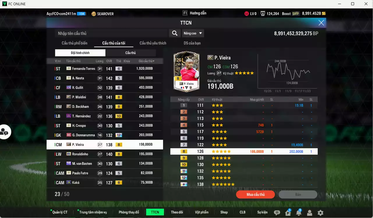 Ảnh AC Milan 5.794.820b có Torres ITM+6, Nesta ITM+5, Gullit CH+6, Maldini CC, Beckham DC, Theo LOL+10, Crespo ITM+5, Donnarumma BOE+12, Vieira DC, Ronaldinho MDL, Basten WB+6, Futre ITM+5, Káká LN... HLV Xịn, đã đào tạo full chỉ số ct vs hơn nữa bảng chiến thuật, VIP BK Tháng 11,12