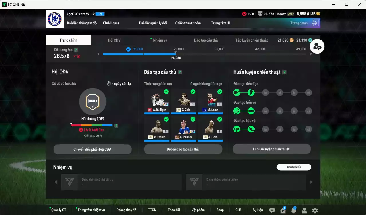Ảnh [Độc lạ] Chelsea 866.650b có Palmer 21NG+12, Zola ITM+5, Essien ITM+5, A. Cole ITM+5, Drogba MOG+12, É. Mendy COC+12, Koulibaly COC+12, Kanté BOE+12, Rudiger BOE+12... Còn nhiều CP GIẢM THUẾ, đã đào tạo full chỉ số nhiều ct