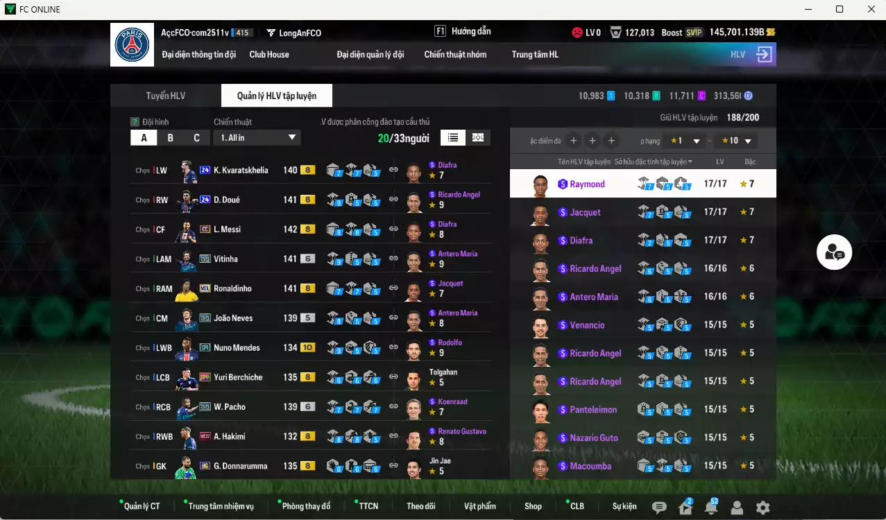 Ảnh PSG 2.092.170b dư 145kb có Messi CC, Pacho 25TS+6, Vitinha 25TS, Doué 24UCL, Kvaratskhelia 24UCL, Ronaldinho MDL, João Neves 25TS, Marquinhos 25TS+6, Ibrahimovic LOL, Hakimi WC22... HLV Siêu Xịn, đã đào tạo full chỉ số ct vs nữa bảng chiến thuật