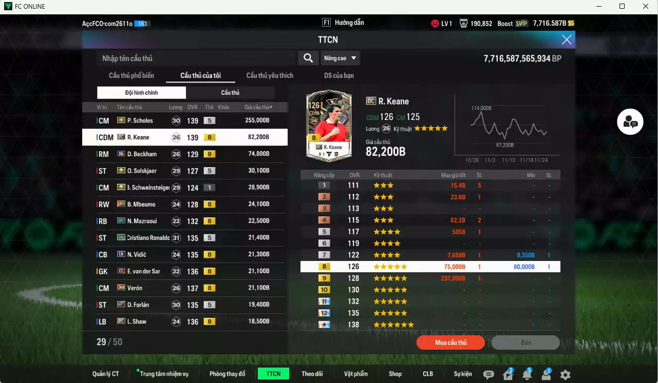 Ảnh Man Utd. 702.050b có Scholes ITM+5, Keane DC, Beckham HG, Ole ITM+5, Schweisteiger ITM, Mbeumo 23HW, Mazraoui SPL,CR7 GRU, Vidic LN, VDS CC, Verón JNM, Forlán No.7... Còn nhiều CP GIẢM THUẾ, HLV Xịn, đã đào tạo chỉ số nhiều ct và hơn nữa bảng chiến thuật