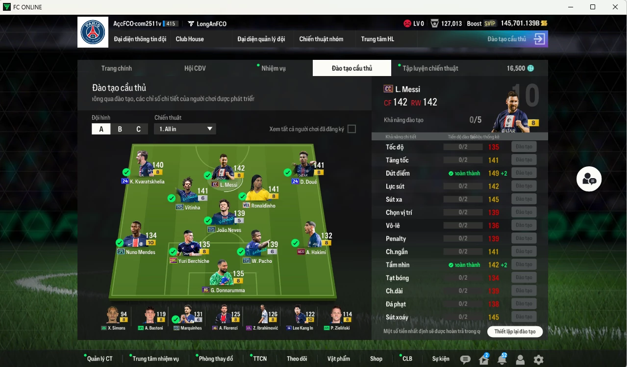 Ảnh PSG 2.092.170b dư 145kb có Messi CC, Pacho 25TS+6, Vitinha 25TS, Doué 24UCL, Kvaratskhelia 24UCL, Ronaldinho MDL, João Neves 25TS, Marquinhos 25TS+6, Ibrahimovic LOL, Hakimi WC22... HLV Siêu Xịn, đã đào tạo full chỉ số ct vs nữa bảng chiến thuật