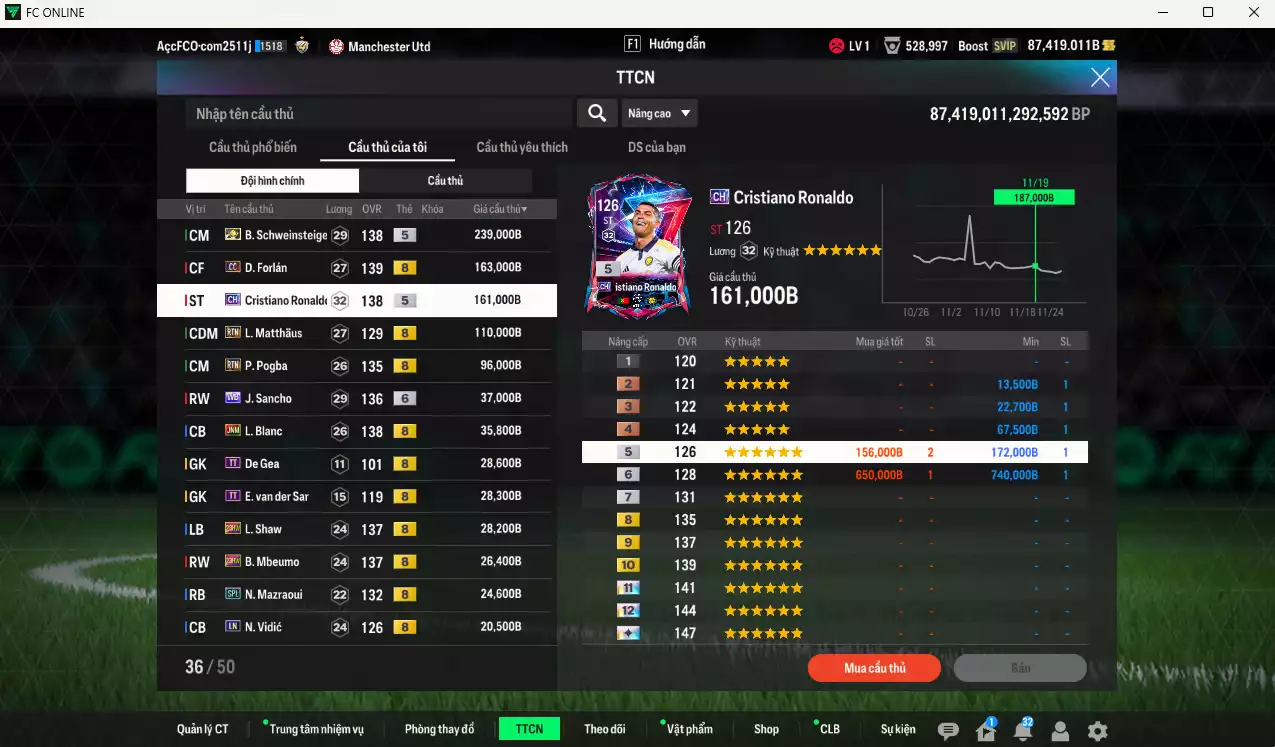 Ảnh [Dư hơn 4 năm SVIP] Man Utd. 1.048.910b dư 87kb có Schweinsteiger ITM+5, Forlán CC, CR7 CH, Pogba RTN, Matthaus RTN, Sancho WB+6, Blanc JNM, Mbeumo 23HW, Shaw 23HW, Marzaoui SPL...  Còn nhiều CP GIẢM THUẾ, HLV Xịn, đã full đào tạo chiến thuật lẫn cầu thủ