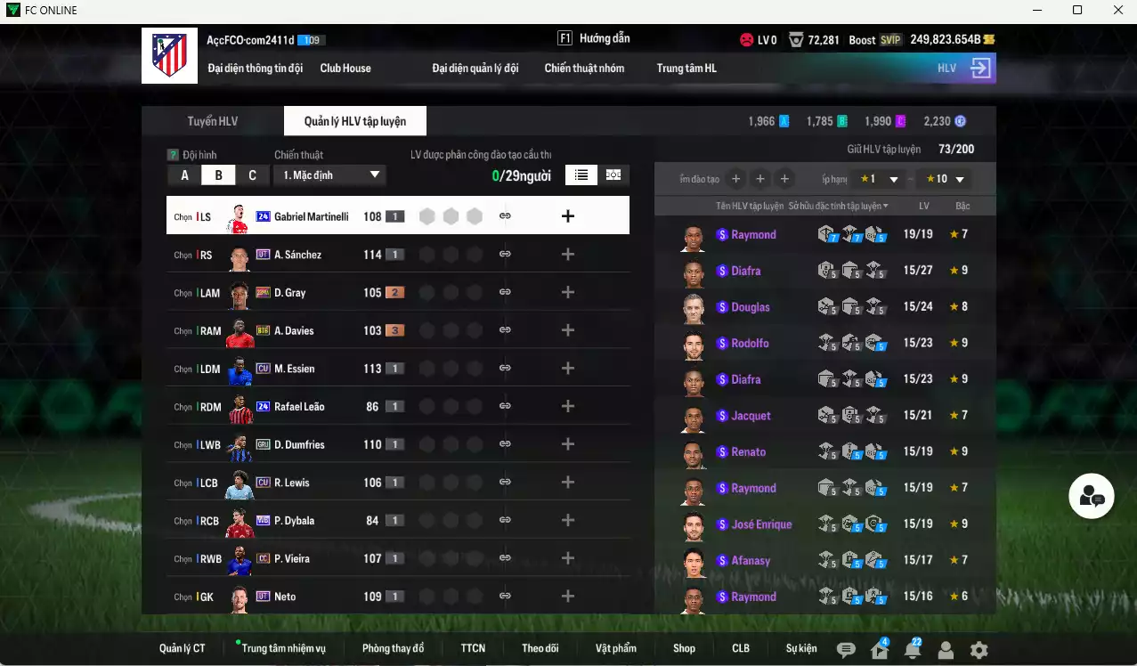 Ảnh ACC 249823b trắng, có thẻ đổi tên. HLV Xịn