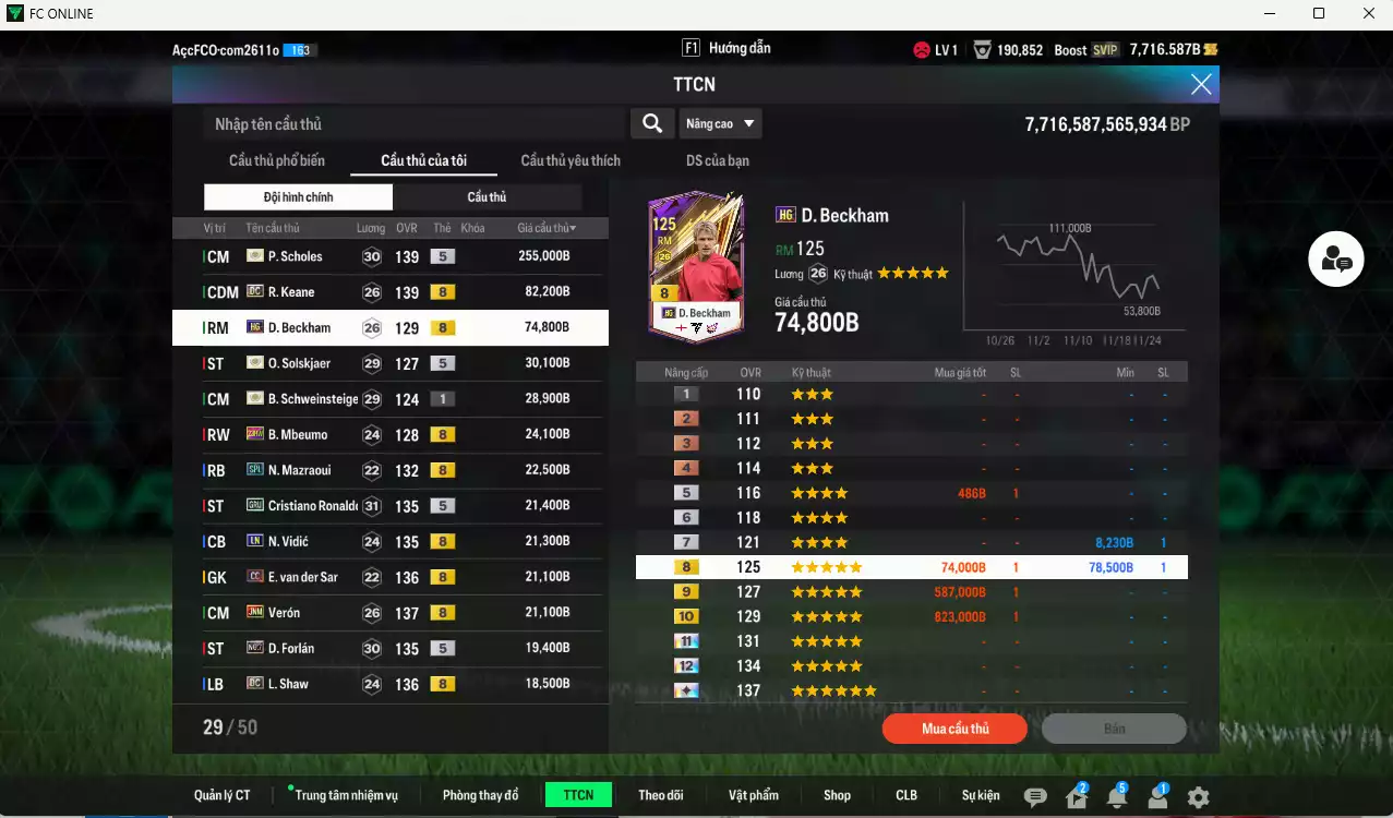 Ảnh Man Utd. 702.050b có Scholes ITM+5, Keane DC, Beckham HG, Ole ITM+5, Schweisteiger ITM, Mbeumo 23HW, Mazraoui SPL,CR7 GRU, Vidic LN, VDS CC, Verón JNM, Forlán No.7... Còn nhiều CP GIẢM THUẾ, HLV Xịn, đã đào tạo chỉ số nhiều ct và hơn nữa bảng chiến thuật