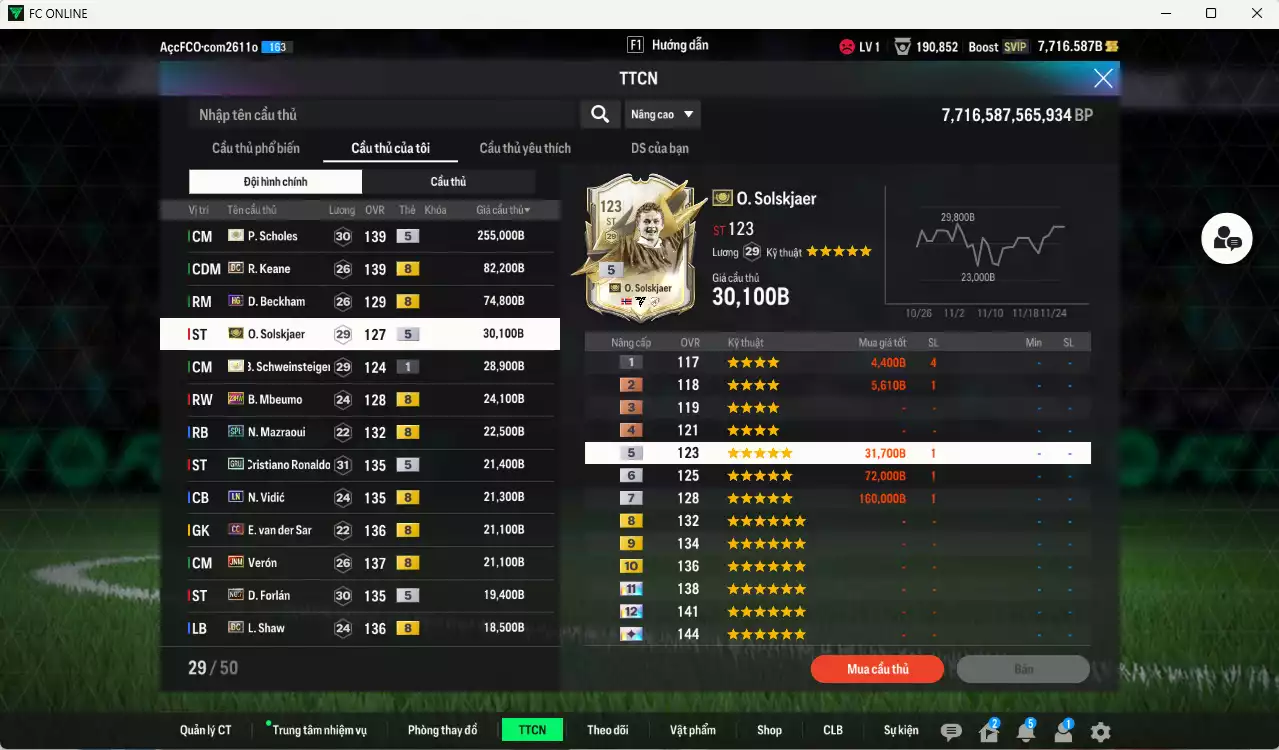 Ảnh Man Utd. 702.050b có Scholes ITM+5, Keane DC, Beckham HG, Ole ITM+5, Schweisteiger ITM, Mbeumo 23HW, Mazraoui SPL,CR7 GRU, Vidic LN, VDS CC, Verón JNM, Forlán No.7... Còn nhiều CP GIẢM THUẾ, HLV Xịn, đã đào tạo chỉ số nhiều ct và hơn nữa bảng chiến thuật