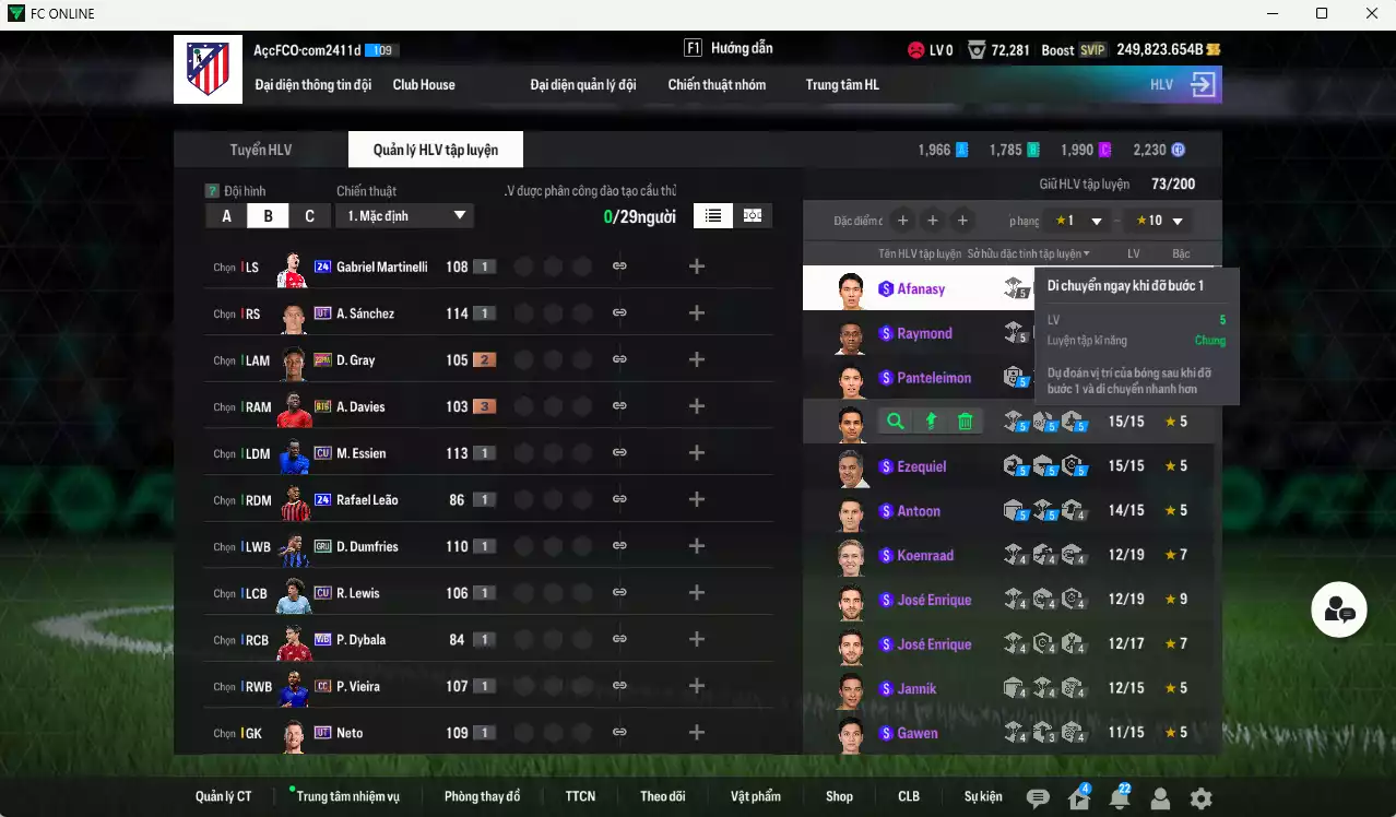 Ảnh ACC 249823b trắng, có thẻ đổi tên. HLV Xịn