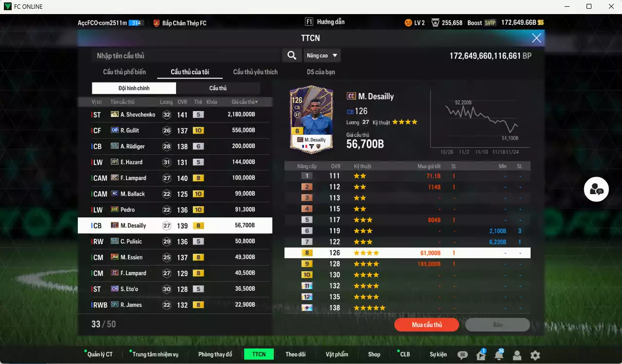 Ảnh Chelsea 3.639.340b dư 170kb có Sheva ITM+5, Gullit CAP+10, Rudiger 25TS+6, Hazard WS, Lampard DC, Ballack MC+10, Pedro BTB+10, Desailly CC, Pulisic 25TS, Essien JNM, Lampard CC, Eto CH... HLV Xịn, đã đào tạo full chỉ số nhiều cầu thủ