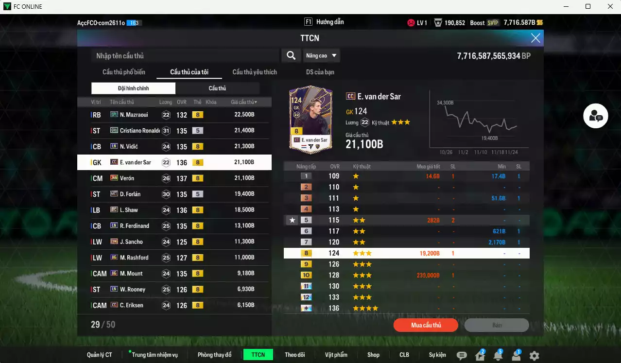 Ảnh Man Utd. 702.050b có Scholes ITM+5, Keane DC, Beckham HG, Ole ITM+5, Schweisteiger ITM, Mbeumo 23HW, Mazraoui SPL,CR7 GRU, Vidic LN, VDS CC, Verón JNM, Forlán No.7... Còn nhiều CP GIẢM THUẾ, HLV Xịn, đã đào tạo chỉ số nhiều ct và hơn nữa bảng chiến thuật