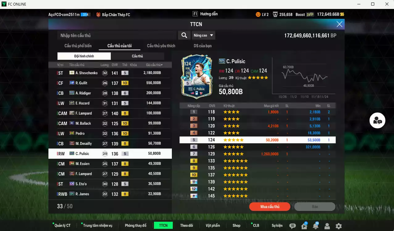 Ảnh Chelsea 3.639.340b dư 170kb có Sheva ITM+5, Gullit CAP+10, Rudiger 25TS+6, Hazard WS, Lampard DC, Ballack MC+10, Pedro BTB+10, Desailly CC, Pulisic 25TS, Essien JNM, Lampard CC, Eto CH... HLV Xịn, đã đào tạo full chỉ số nhiều cầu thủ