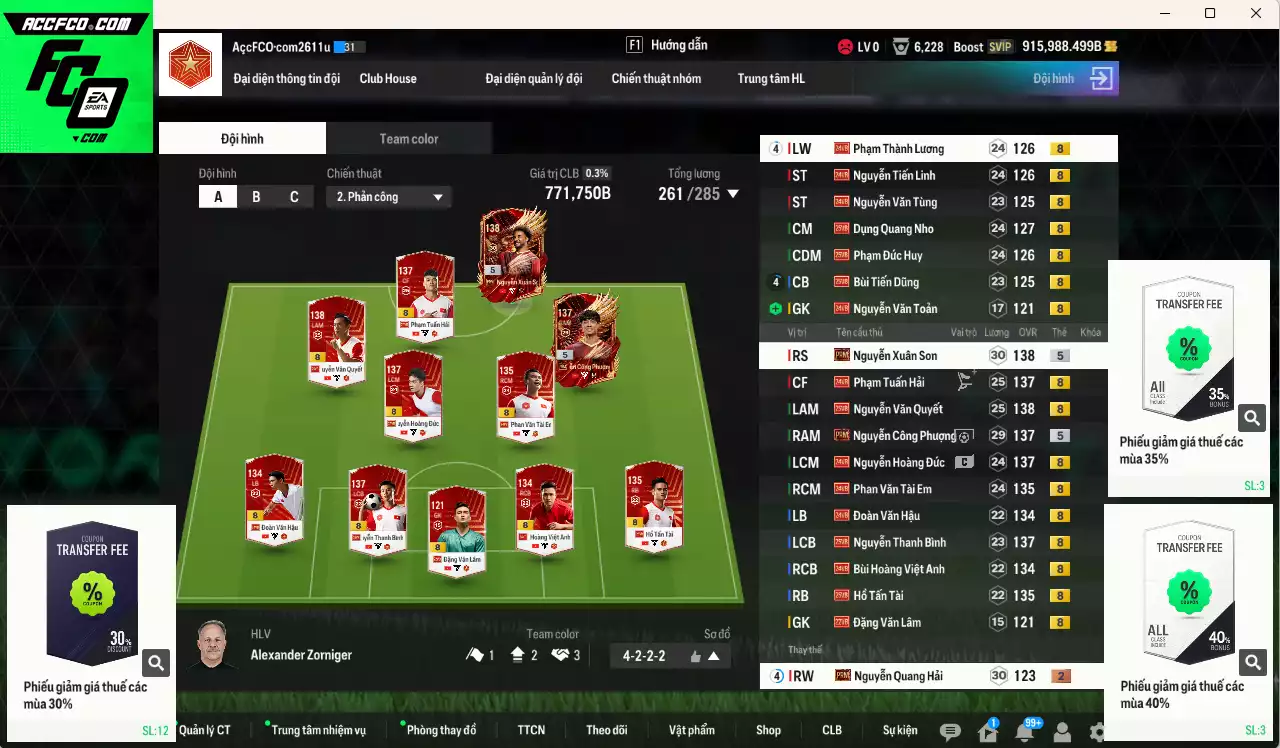 [Dư nhiều BP] Việt Nam 771.750b dư 900kb có Xuân Son PRM, Công Phượng PRM vs Văn Quyết, Hoàng Đức, Tuấn Hải, Thanh Bình, Dụng Nho, Tài Em, Đức Huy, Thành Lương, Tiến Dũng, Tấn Tài, BHVA, Tiến Linh, Văn Hậu... VNB+8 . Còn nhiều CP GIẢM THUẾ, dư 44.000TC