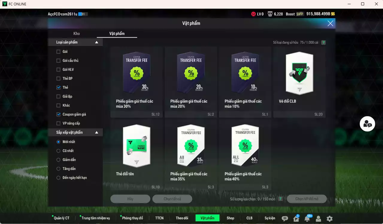 Ảnh [Dư nhiều BP] Việt Nam 771.750b dư 900kb có Xuân Son PRM, Công Phượng PRM vs Văn Quyết, Hoàng Đức, Tuấn Hải, Thanh Bình, Dụng Nho, Tài Em, Đức Huy, Thành Lương, Tiến Dũng, Tấn Tài, BHVA, Tiến Linh, Văn Hậu... VNB+8 . Còn nhiều CP GIẢM THUẾ, dư 44.000TC