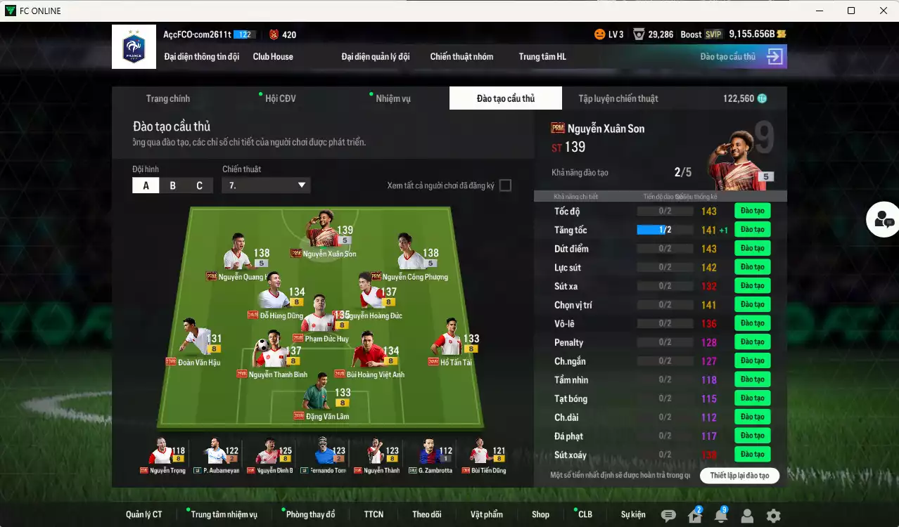 Ảnh Việt Nam 347.440b có Xuân Son PRM, Quang Hải PRM, Công Phượng PRM vs Hoàng Đức, Thanh Bình, Đức Huy, BHVA, Đình Bắc, Văn Hậu, Hùng Dũng, Văn Lâm, Thành Chung, Tấn Tài, Tiến Dũng... VNB+8 .  Dư 122.000TC