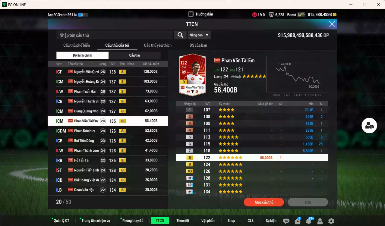 Ảnh [Dư nhiều BP] Việt Nam 771.750b dư 900kb có Xuân Son PRM, Công Phượng PRM vs Văn Quyết, Hoàng Đức, Tuấn Hải, Thanh Bình, Dụng Nho, Tài Em, Đức Huy, Thành Lương, Tiến Dũng, Tấn Tài, BHVA, Tiến Linh, Văn Hậu... VNB+8 . Còn nhiều CP GIẢM THUẾ, dư 44.000TC