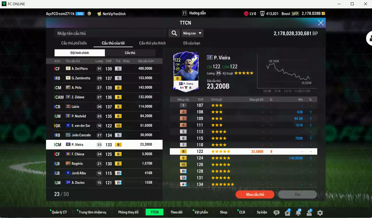 Ảnh Juventus 2.529.450b có Henry ITM+5, Del Piero ITM+5, Zambrotta ITM+5, Pirlo DC, Zidane LN, Lúcio CC, Nedved LN, Cancelo 25TS, VDS TC+10... Còn nhiều CP GIẢM THUẾ, HLV Xịn, dư 42.000TC