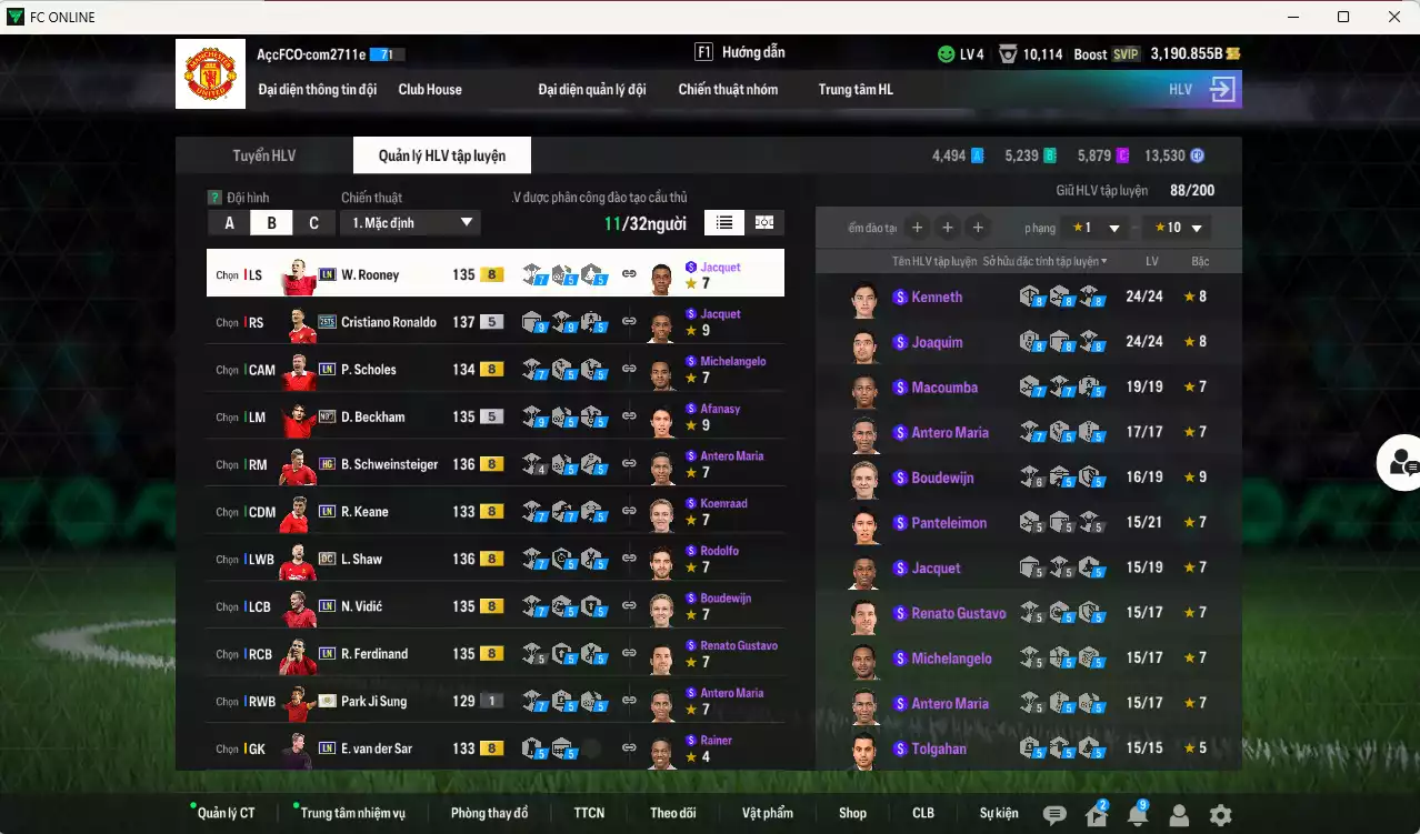 Ảnh Man Utd. 245.020b có CR7 25TS, Beckham No.7, Vidic LN, Schweinsteiger HG, Park ITM, Ferdinand LN, Shaw DC, VDS LN... HLV Xịn, đã đào tạo chỉ số full cầu thủ