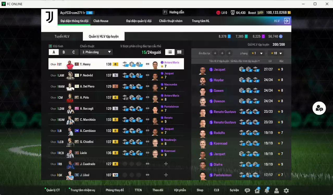 Ảnh Juventus 1.504.250b dư 100kb có Nedved ITM+5, Henry CC, Pirlo DC, Cambiaso 24UCL, Lúcio CC, Chiellini DC, Del Piero ITM+2, Marchiso DC... Còn nhiều CP GIẢM THUẾ, HLV Xịn, dư 86.000TC