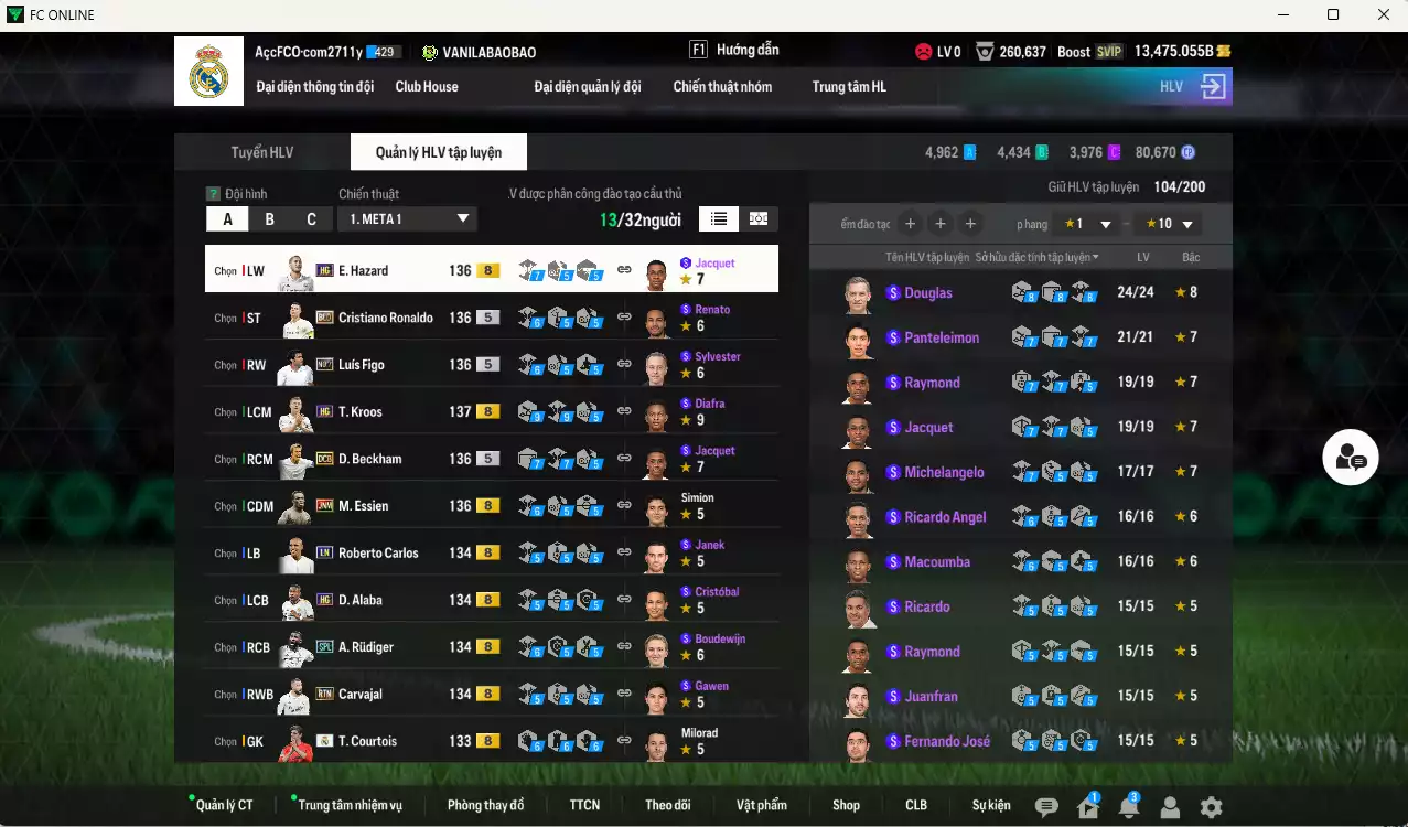 Ảnh Real Madrid 572.550b có Beckham DCB, Kroos HG, CR7 BLD, Rudiger SPL, Figo No.7, Essien JNM, Hazard HG... HLV Xịn, gần full bảng đào tạo chiến thuật