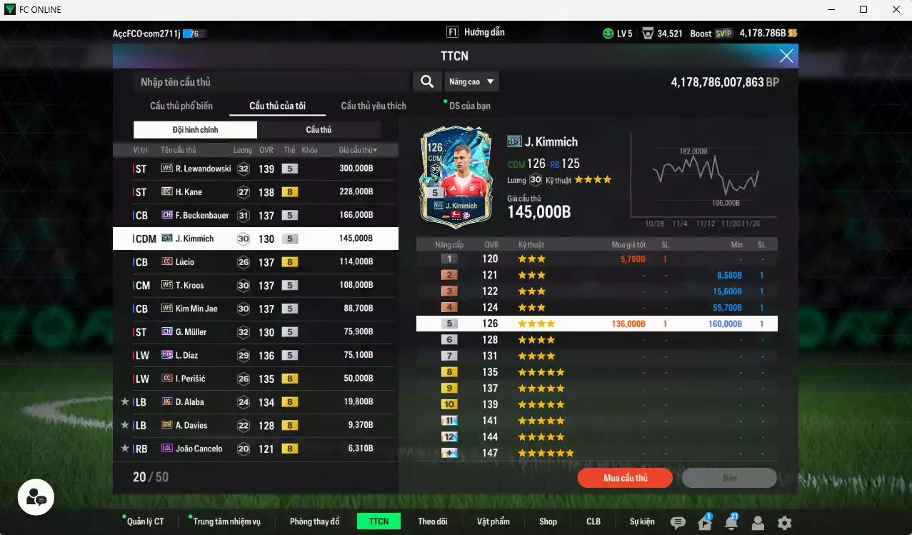 Ảnh Bayern Munich 1.386.840b có Lewandowski WS, Kane DC, Beckenbauer CH, Kimmich 25TS, Lúcio CC, Kroos WS, Kim Min Jae WS, G. Muller CH, Díaz CH, Perisic CC... Còn nhiều CP GIẢM THUẾ, dư 132.000TC