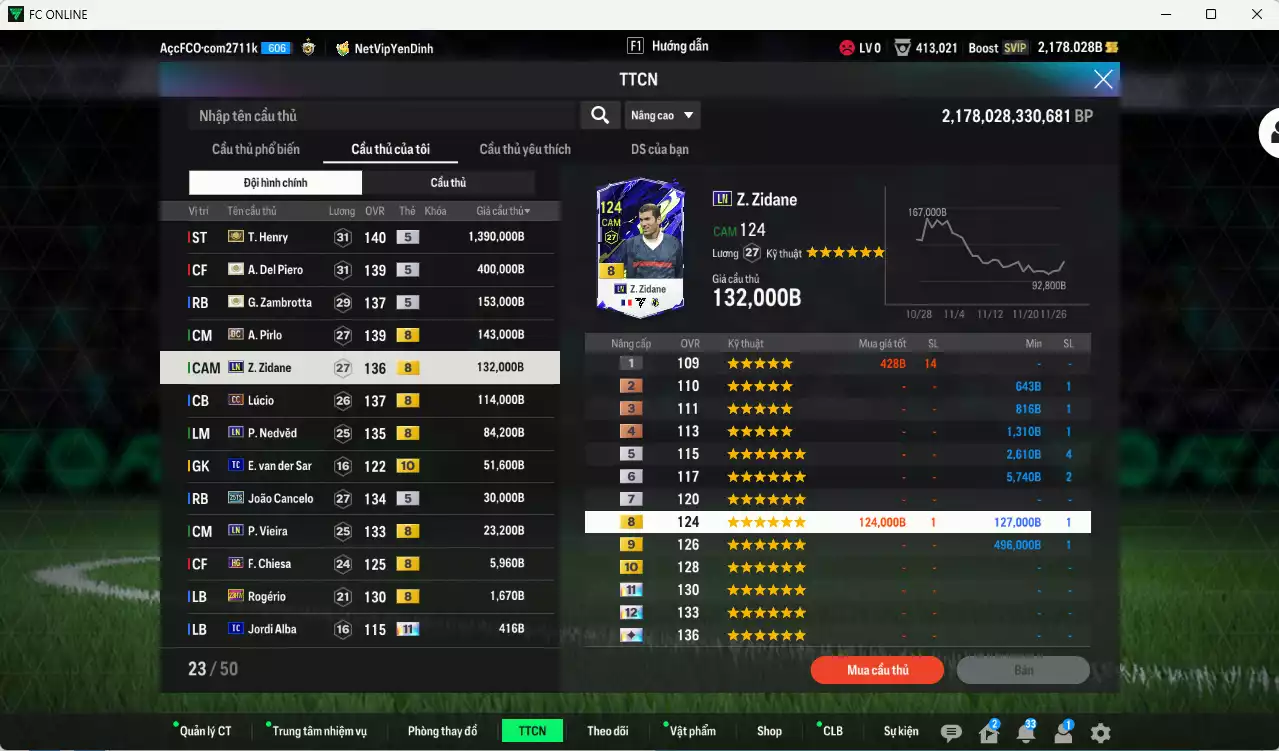 Ảnh Juventus 2.529.450b có Henry ITM+5, Del Piero ITM+5, Zambrotta ITM+5, Pirlo DC, Zidane LN, Lúcio CC, Nedved LN, Cancelo 25TS, VDS TC+10... Còn nhiều CP GIẢM THUẾ, HLV Xịn, dư 42.000TC