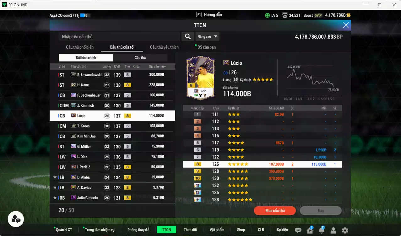 Ảnh Bayern Munich 1.386.840b có Lewandowski WS, Kane DC, Beckenbauer CH, Kimmich 25TS, Lúcio CC, Kroos WS, Kim Min Jae WS, G. Muller CH, Díaz CH, Perisic CC... Còn nhiều CP GIẢM THUẾ, dư 132.000TC