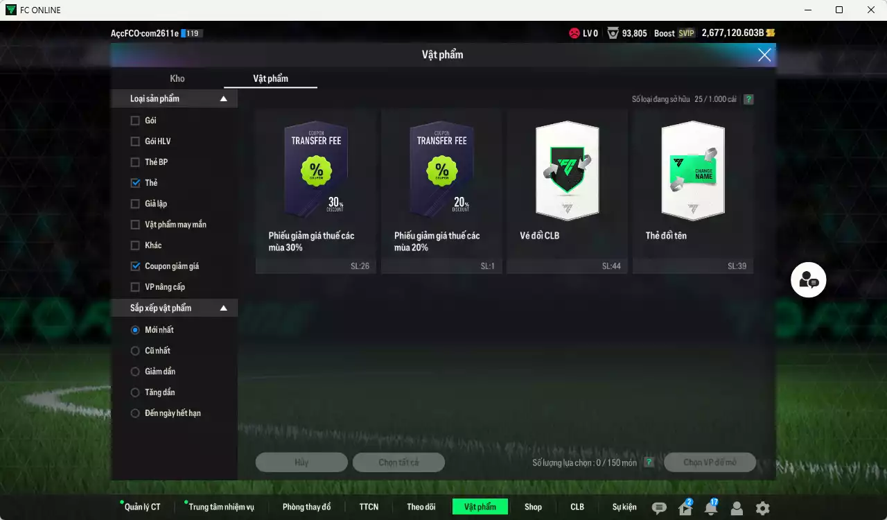 Ảnh ACC 2677120b trắng, có thẻ đổi tên, còn CP GIẢM THUẾ. HLV Xịn, dư 161.000TC, VIP BK Tháng 12