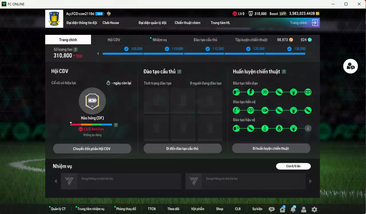 Ảnh ACC 3983023b trắng, có thẻ đổi tên, còn nhiều CP GIẢM THUẾ. HLV Siêu Xịn, đã full bảng đào tạo chiến thuật