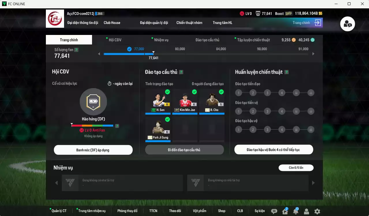 Ảnh [Độc lạ] Hàn Quốc 2.544.830b dư 118kb có Park Ji Sung ITM+6, B. Cha ITM+5, Kim Min Jae WS+6, Son FC, Cech ITM+5, Choi Chul Soon DC+10, Han Kyo Won DC+10, Min Sang Gi DC+10, Shin Kwang Hoon DC+10... Đã đào tạo chỉ số nhiều ct, dư 40.000TC, VIP BK Tháng 12