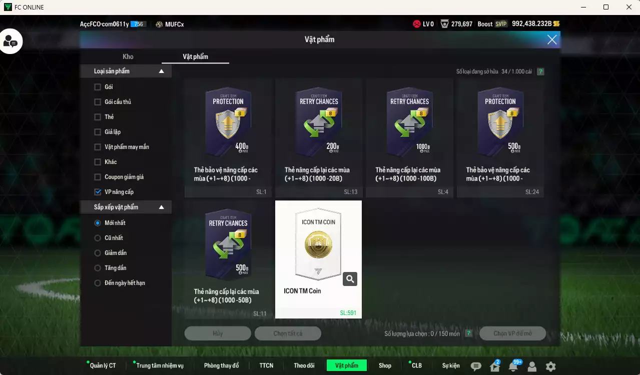 Ảnh ACC 992438b trắng, có thẻ đổi tên, còn CP GIẢM THUẾ. HLV Xịn, gần full bảng đào tạo chiến thuật