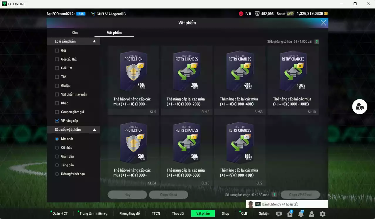 Ảnh ACC 1326319b trắng, có thẻ đổi tên, còn nhiều thẻ BV vs NCL. HLV Siêu Xịn, dư 222.000TC