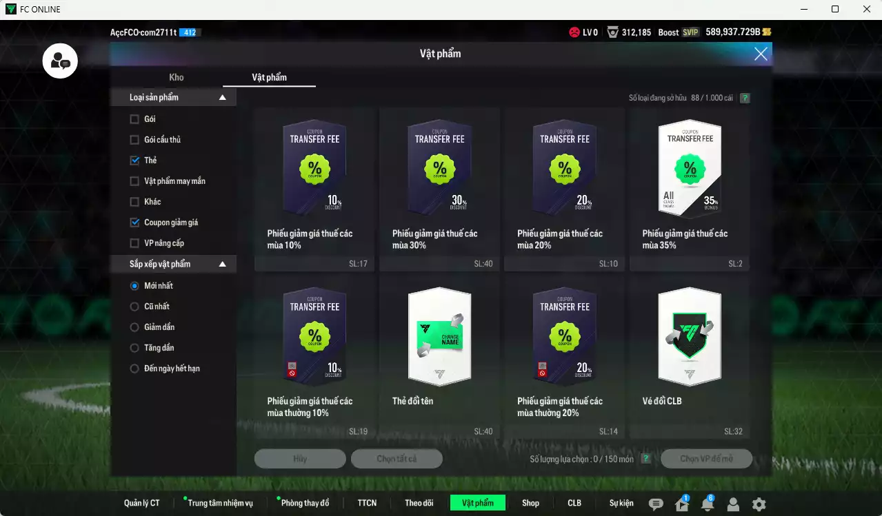 Ảnh ACC 589937b trắng vs Xuân Son PRM, Quang Hải PRM, có thẻ đổi tên, còn nhiều SVIP vs CP GIẢM THUẾ. HLV Xịn, đã full bảng đào tạo chiến thuật