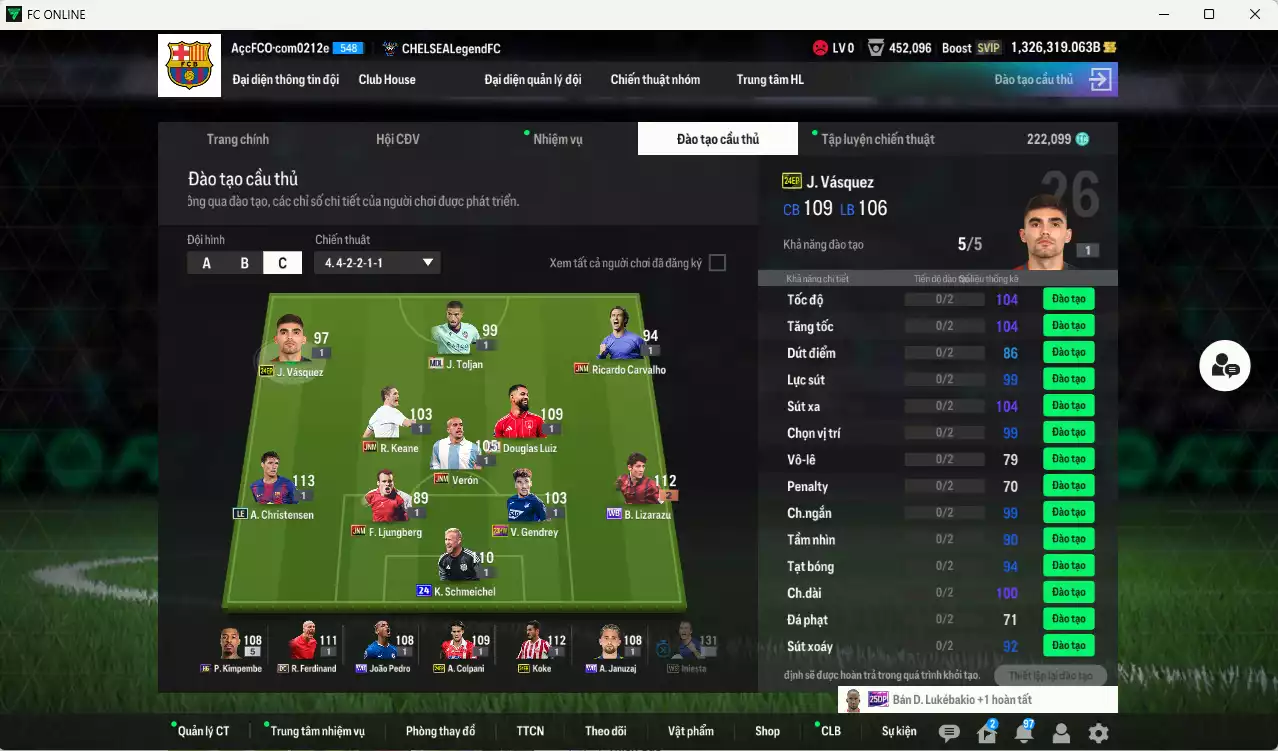 Ảnh ACC 1326319b trắng, có thẻ đổi tên, còn nhiều thẻ BV vs NCL. HLV Siêu Xịn, dư 222.000TC