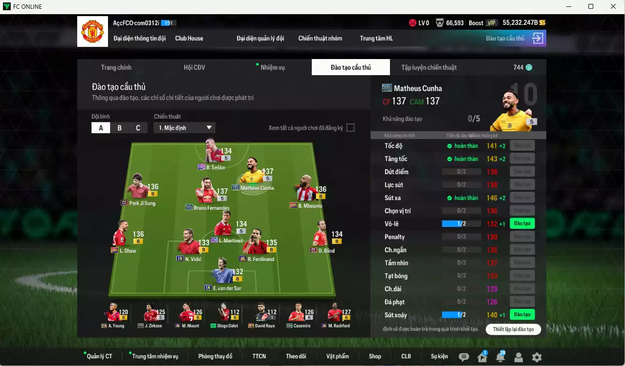 Ảnh Man Utd. 463.270b dư 55kb có Bruno 25TS, Cunha 25TS, Shaw 23HW, Mbeumo 23HW, Park CC, Vidic LN, L. Martínez CH, Casemiro GTU+6, Sesko 25DP, Zirkzee 24TS, Ferdinand HG... HLV Xịn, đã đào tạo chỉ số nhiều ct