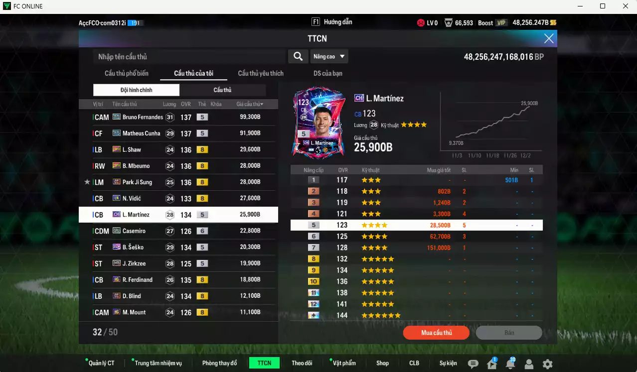 Ảnh Man Utd. 463.270b dư 55kb có Bruno 25TS, Cunha 25TS, Shaw 23HW, Mbeumo 23HW, Park CC, Vidic LN, L. Martínez CH, Casemiro GTU+6, Sesko 25DP, Zirkzee 24TS, Ferdinand HG... HLV Xịn, đã đào tạo chỉ số nhiều ct