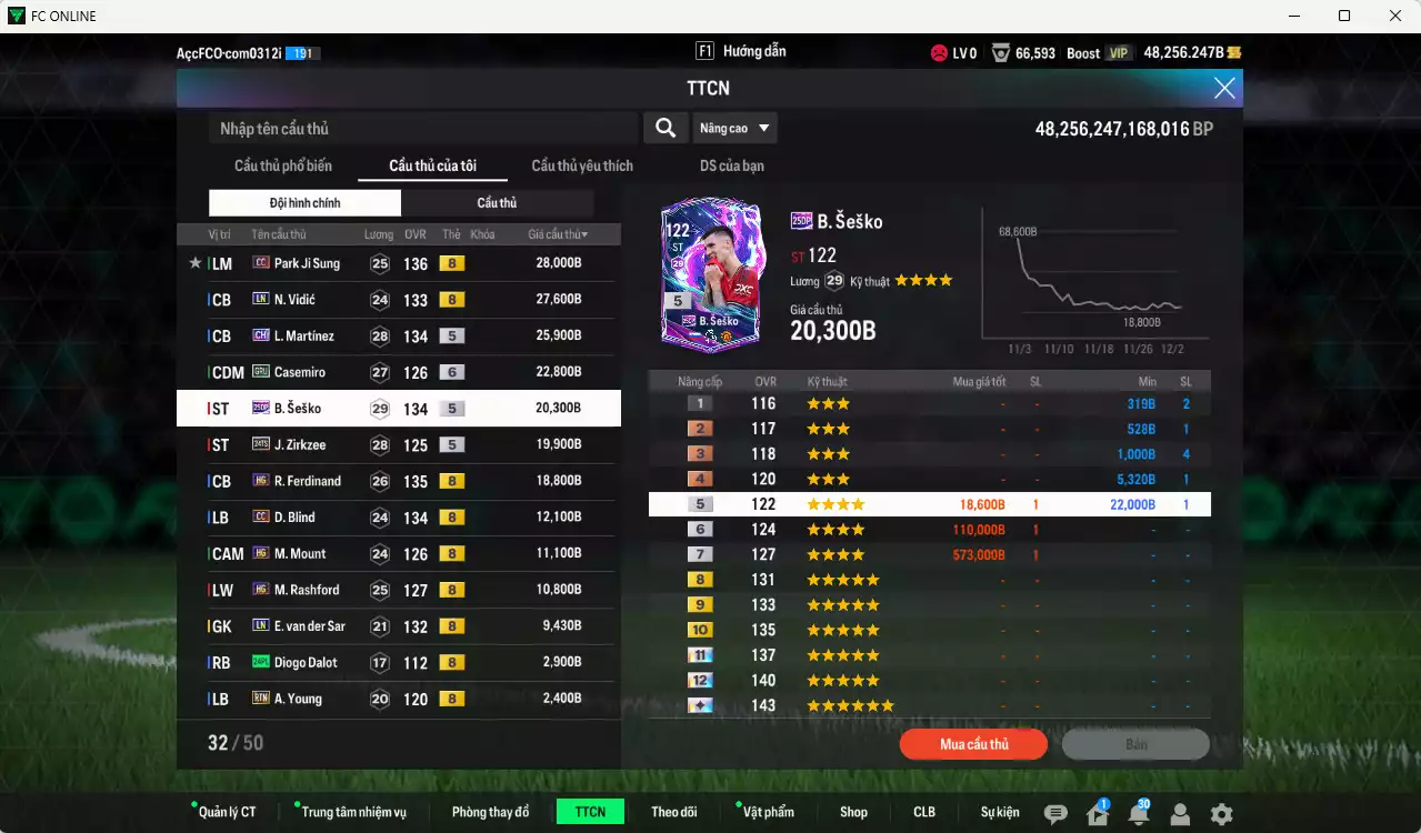 Ảnh Man Utd. 463.270b dư 55kb có Bruno 25TS, Cunha 25TS, Shaw 23HW, Mbeumo 23HW, Park CC, Vidic LN, L. Martínez CH, Casemiro GTU+6, Sesko 25DP, Zirkzee 24TS, Ferdinand HG... HLV Xịn, đã đào tạo chỉ số nhiều ct