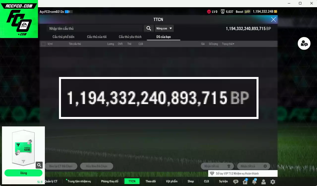 ACC 1194332b trắng, có thẻ đổi tên