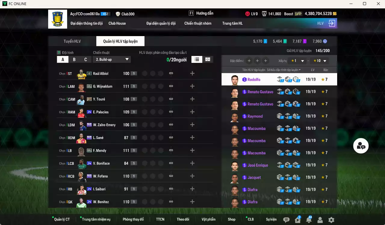 Ảnh ACC 4.380.704b trắng, có thẻ đổi tên, còn nhiều coin TM vs CP GIẢM THUẾ. HLV Siêu Xịn, dư 211.000TC