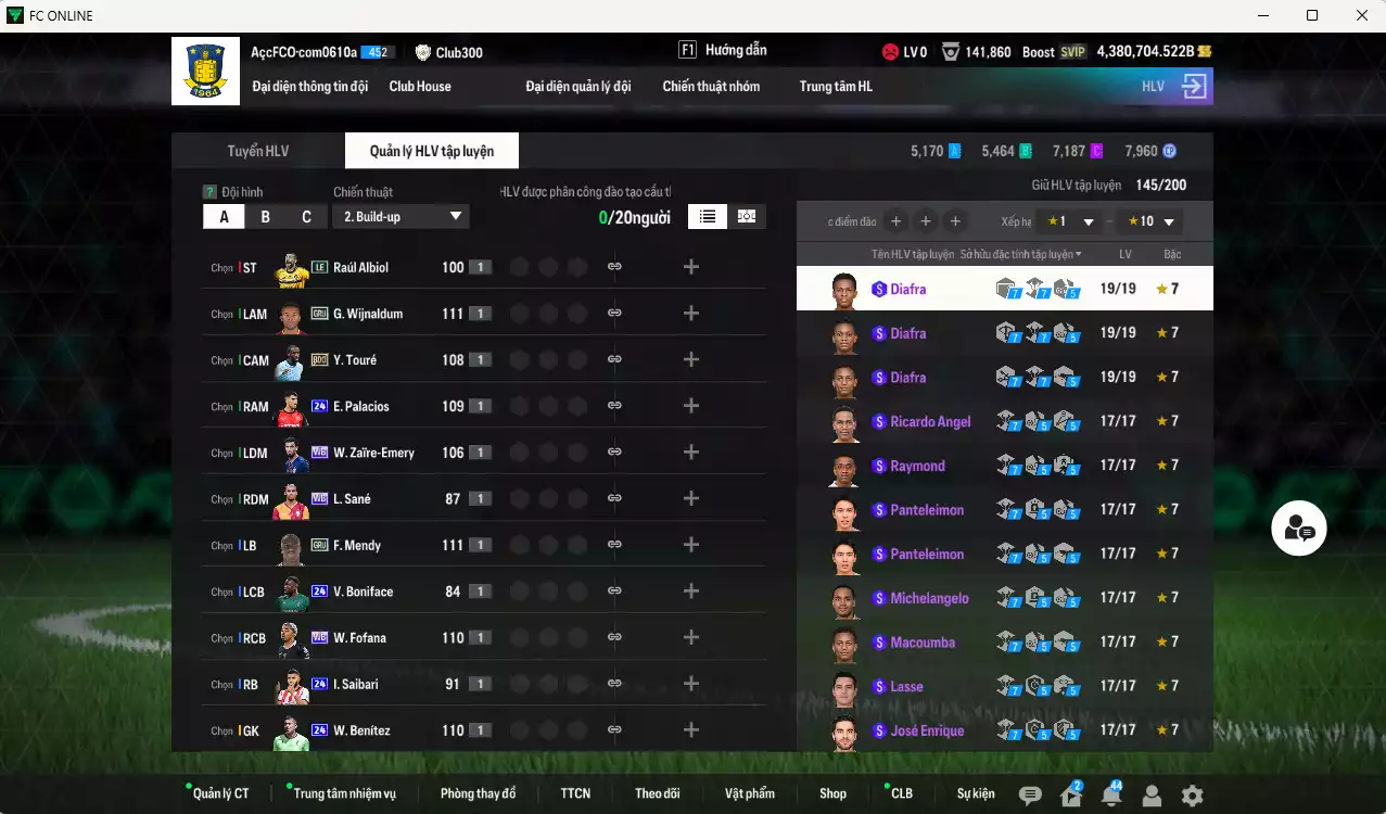 Ảnh ACC 4.380.704b trắng, có thẻ đổi tên, còn nhiều coin TM vs CP GIẢM THUẾ. HLV Siêu Xịn, dư 211.000TC