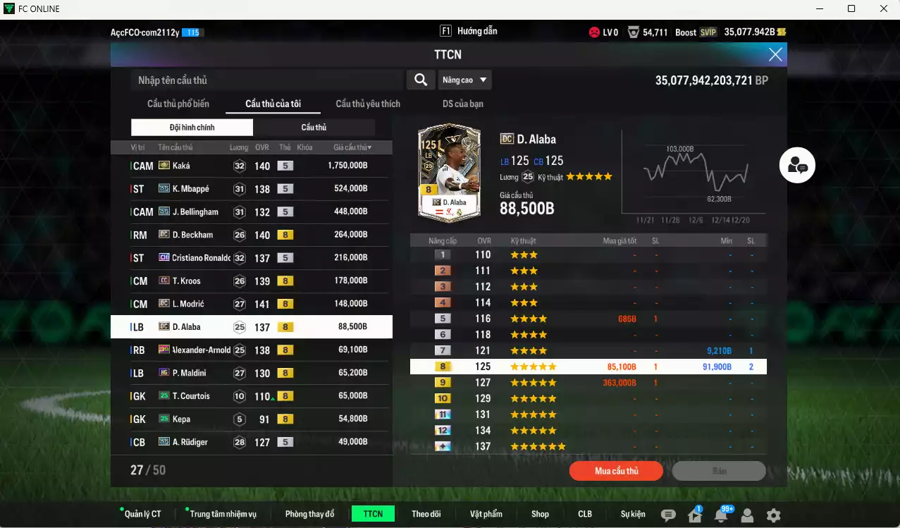 Ảnh Real Madrid 4.095.420b có Kaká ITM+5, Mbappé 25TS, Bellingham 25TS, Beckham DC, CR7 CH, Kroos CC, Modric DC, Alaba DC, Arnold 23HW, Rudiger 25TS, Essien JNM, Carvajal DC... Đã đào tạo full chỉ số nhiều cầu thủ vs nữa bảng chiến thuật