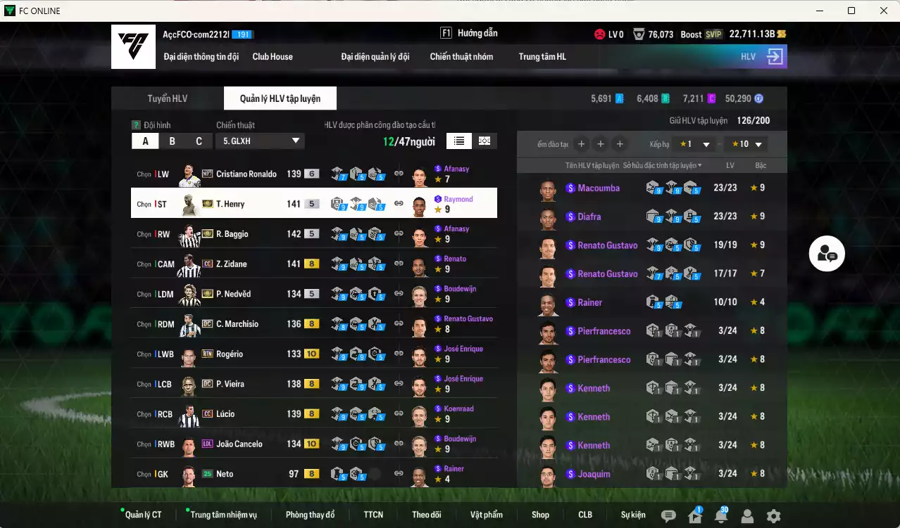 Ảnh Juventus 5.131.910b có Baggio ITM+5, Henry ITM+5, Nedved ITM+5, Zidane CC (fix BP), CR7 No.7+6, Vieira DC, Cancelo LOL+10, Lúcio CC, Marchisio DC... Còn rất nhiều CP GIẢM THUẾ, HLV Xịn, đã đào tạo full chỉ số cầu thủ vs nữa bảng chiến thuật