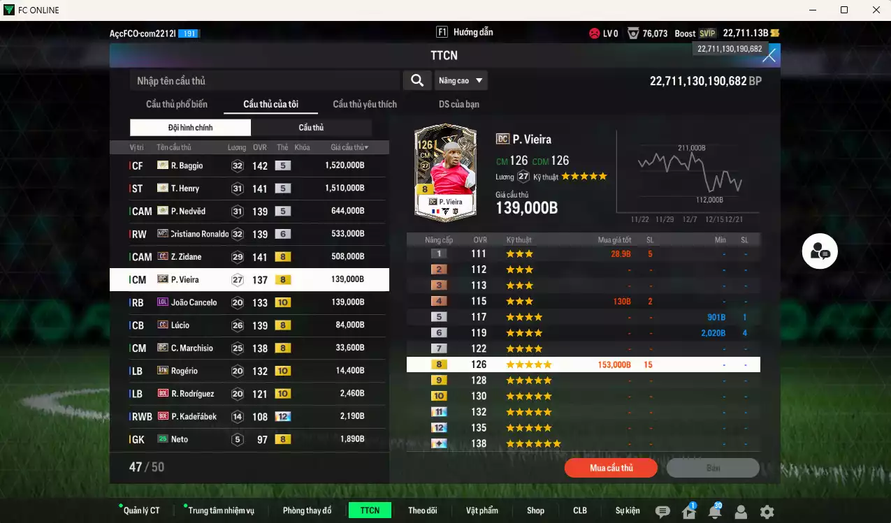 Ảnh Juventus 5.131.910b có Baggio ITM+5, Henry ITM+5, Nedved ITM+5, Zidane CC (fix BP), CR7 No.7+6, Vieira DC, Cancelo LOL+10, Lúcio CC, Marchisio DC... Còn rất nhiều CP GIẢM THUẾ, HLV Xịn, đã đào tạo full chỉ số cầu thủ vs nữa bảng chiến thuật