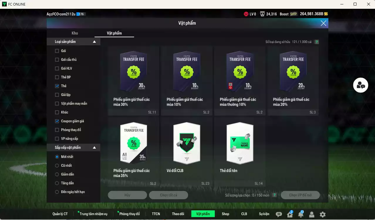Ảnh ACC 264981b trắng, có thẻ đổi tên, còn CP GIẢM THUẾ. HLV Xịn, dư 143.000TC
