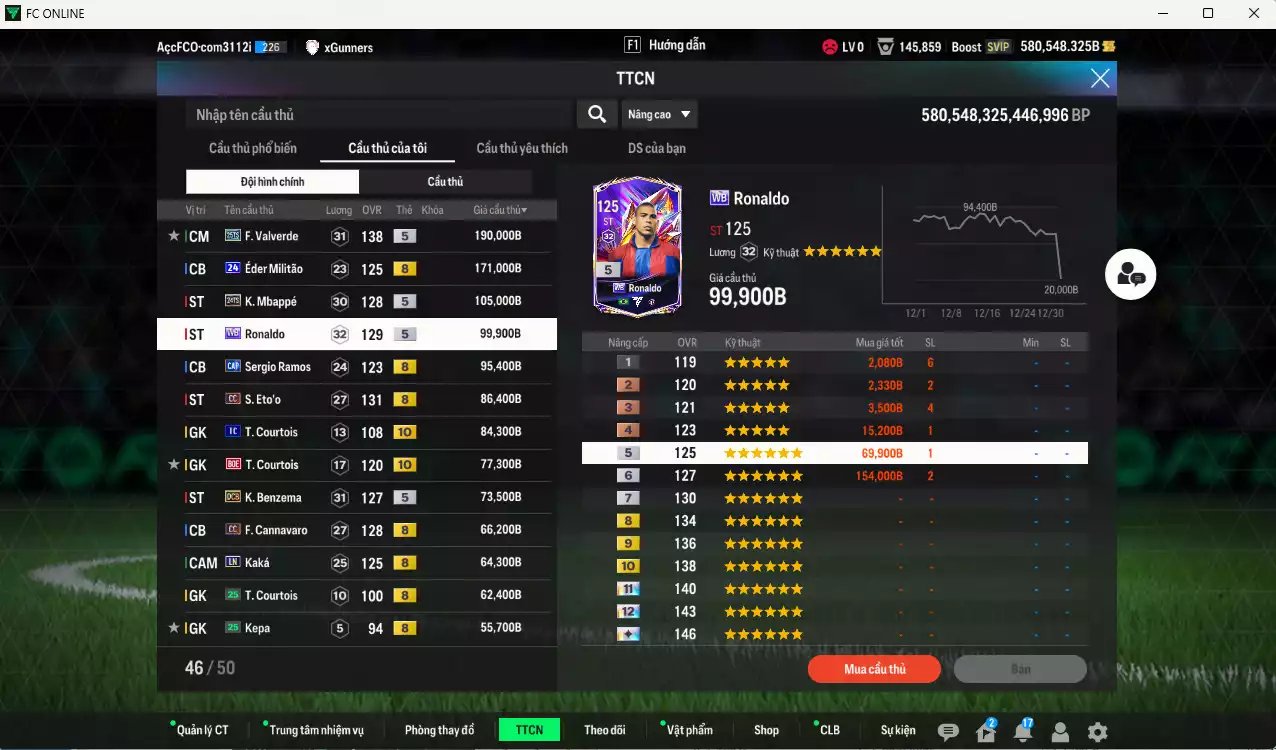 Ảnh Real Madrid 8.624.380b dư 580kb có CR7 CC+8, Bale ITM+5, Vini 25TY, Bellingham 25TY, Zidane CC, Varane UT (limit,bù), Kroos DC, Beckham DC, Rudiger 25TS+6, Valverde 25TS, Eto CC...  Dư 128.000TC, VIP KC Tháng 1