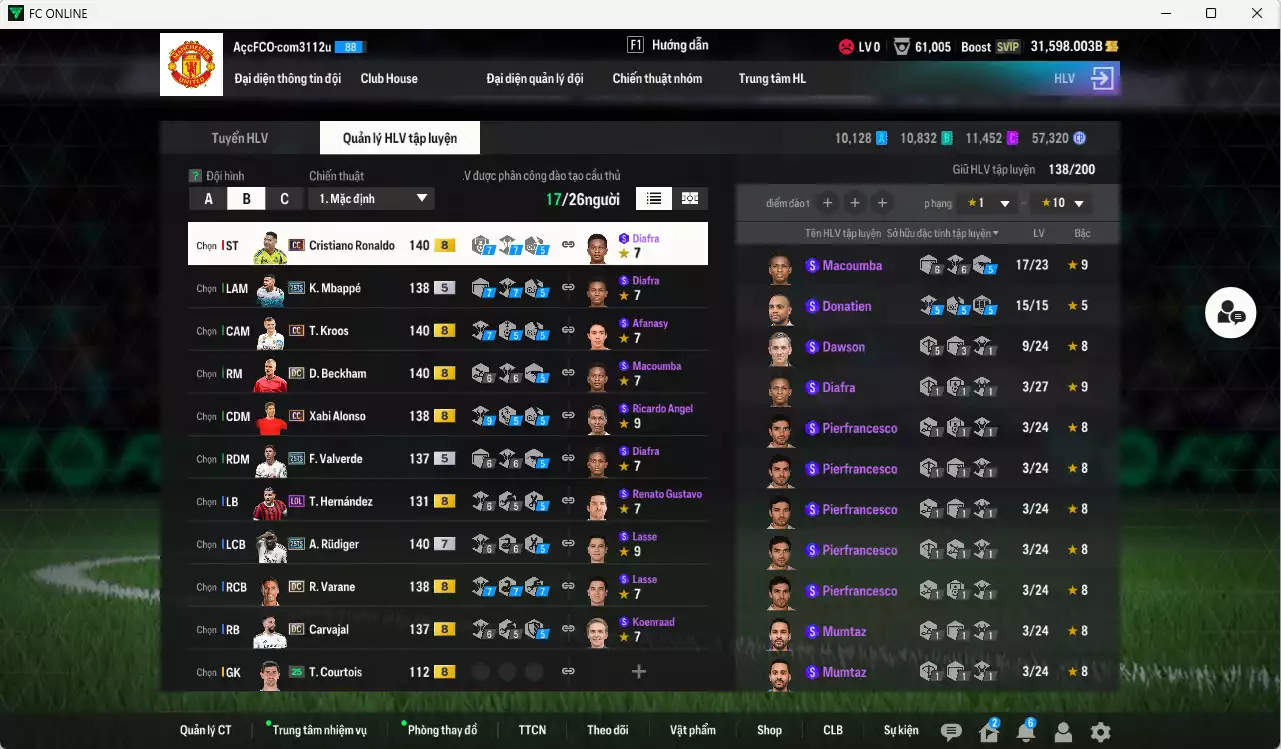 Ảnh Real Madrid 5.011.390b có CR7 CC+8, Varane DC, Rudiger 25TS+7, Mbappé 25TS, Beckham DC, Valverde 25TS, Kroos CC, Zidane LN, Kaká LN... Còn nhiều CP GIẢM THUẾ, đã dào tạo chỉ số full cầu thủ