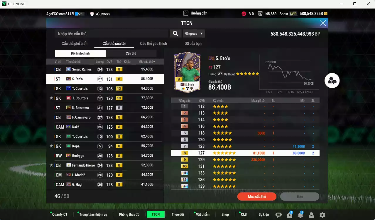 Ảnh Real Madrid 8.624.380b dư 580kb có CR7 CC+8, Bale ITM+5, Vini 25TY, Bellingham 25TY, Zidane CC, Varane UT (limit,bù), Kroos DC, Beckham DC, Rudiger 25TS+6, Valverde 25TS, Eto CC...  Dư 128.000TC, VIP KC Tháng 1