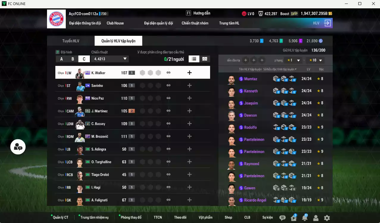 Ảnh ACC 1947307b trắng, có thẻ đổi tên. HLV Siêu Xịn, đã đào tạo nữa bảng chiến thuật