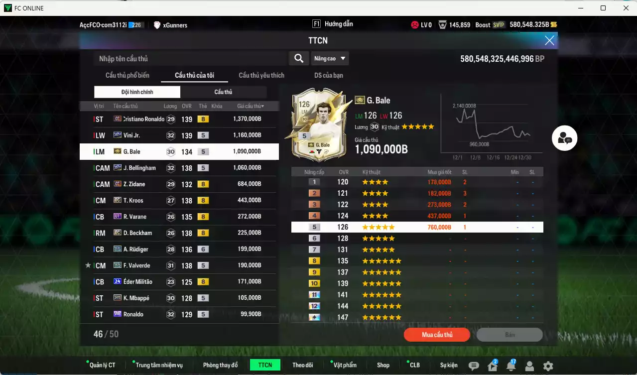 Ảnh Real Madrid 8.624.380b dư 580kb có CR7 CC+8, Bale ITM+5, Vini 25TY, Bellingham 25TY, Zidane CC, Varane UT (limit,bù), Kroos DC, Beckham DC, Rudiger 25TS+6, Valverde 25TS, Eto CC...  Dư 128.000TC, VIP KC Tháng 1