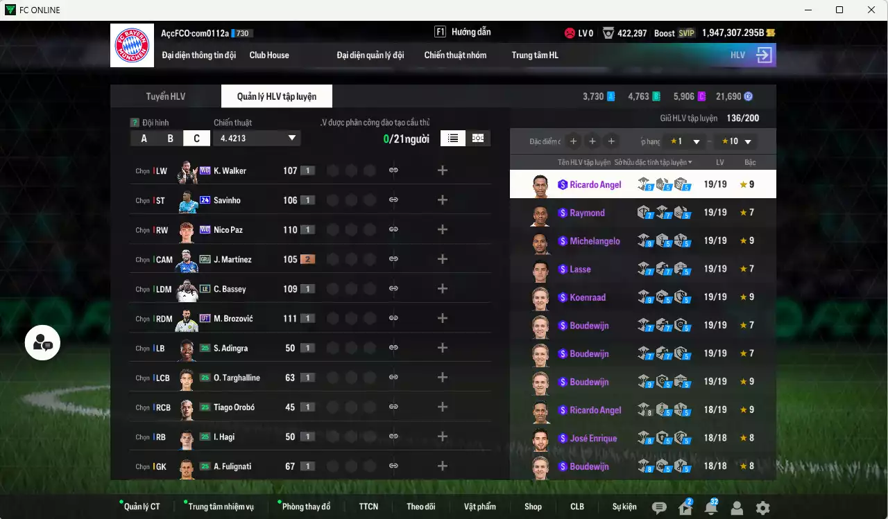 Ảnh ACC 1947307b trắng, có thẻ đổi tên. HLV Siêu Xịn, đã đào tạo nữa bảng chiến thuật