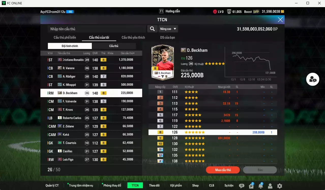 Ảnh Real Madrid 5.011.390b có CR7 CC+8, Varane DC, Rudiger 25TS+7, Mbappé 25TS, Beckham DC, Valverde 25TS, Kroos CC, Zidane LN, Kaká LN... Còn nhiều CP GIẢM THUẾ, đã dào tạo chỉ số full cầu thủ