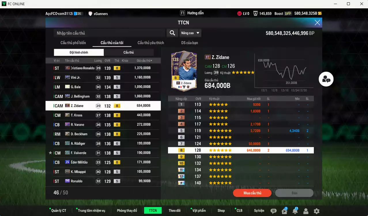 Ảnh Real Madrid 8.624.380b dư 580kb có CR7 CC+8, Bale ITM+5, Vini 25TY, Bellingham 25TY, Zidane CC, Varane UT (limit,bù), Kroos DC, Beckham DC, Rudiger 25TS+6, Valverde 25TS, Eto CC...  Dư 128.000TC, VIP KC Tháng 1